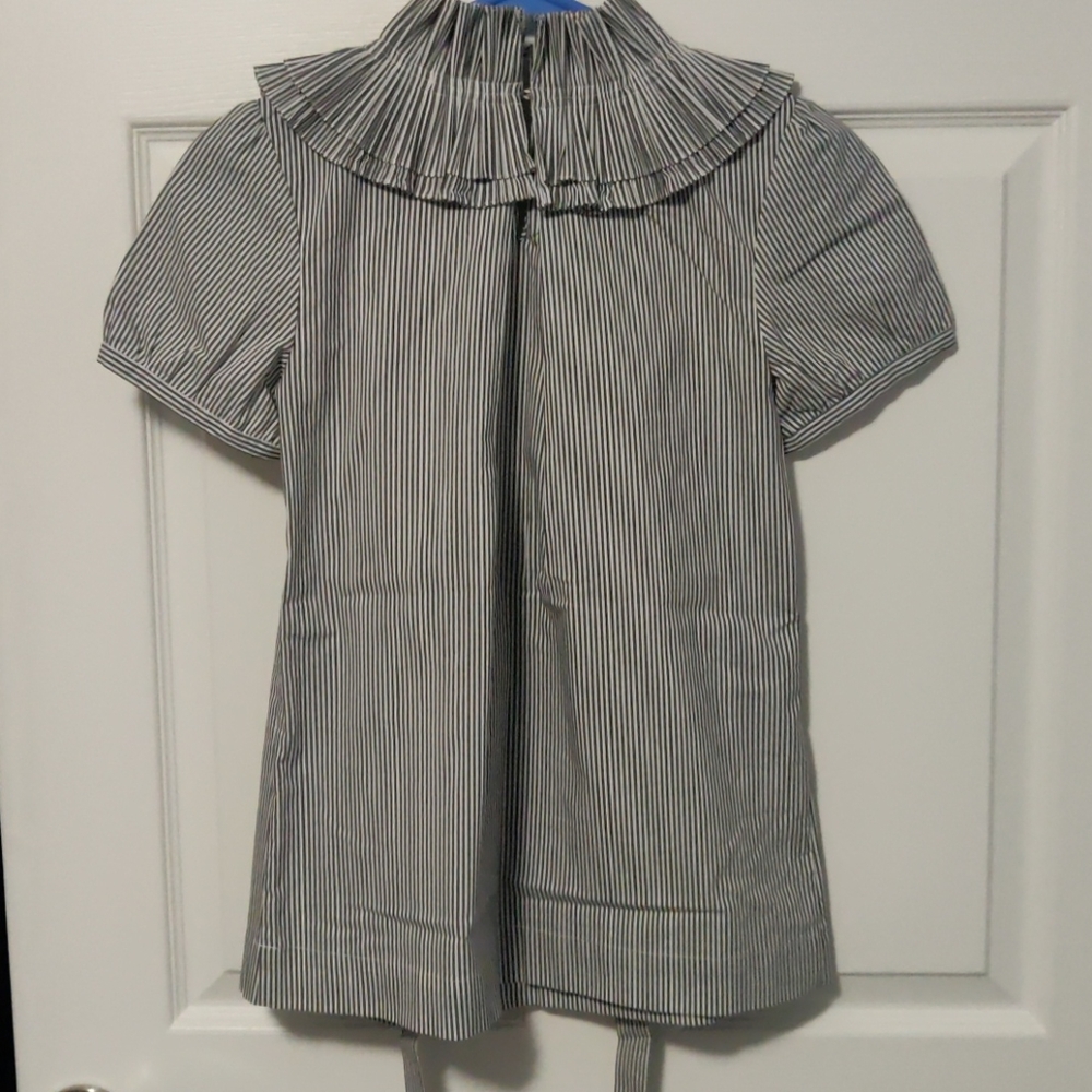 BCBGMaxAzria Striped Ruffle Neck Top - Picture 2 of 2